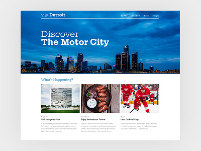 Daily UI 003 - Landing Page daily ui dailyui detroit travel ui visit visitation web