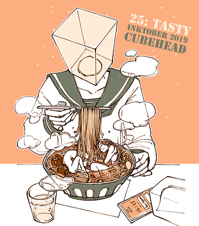 Inktober 25: Tasty characterdesign comics cover art cubehead graphicnovel illustration inking inktober inktober2019 poster