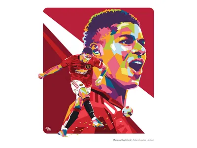 Marcus Rashford Manchester United artwork colorful football geometrics ggmu low poly manchester united marcus rashford pop art portrait soccer wpap