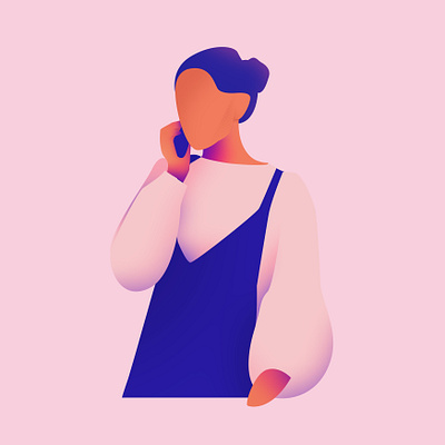 Lady beauty cute design fashion graphic illustration kid lady pastel phone portrait spring summer technology woman