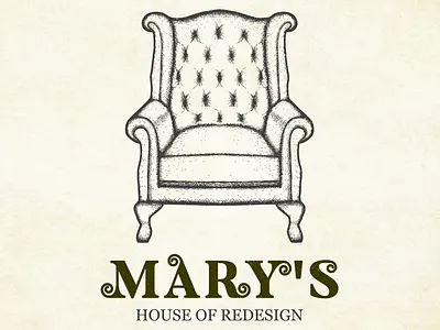 Mary s Hand Drawn Logo Design artwork branding chair design hand drawn logo old style sketch sofa vector vintage