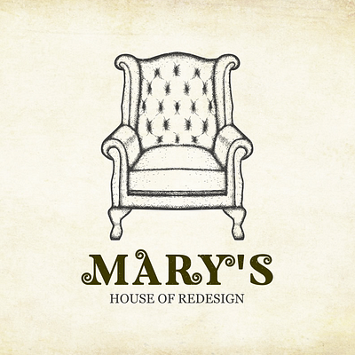 Mary s Hand Drawn Logo Design artwork branding chair design hand drawn logo old style sketch sofa vector vintage