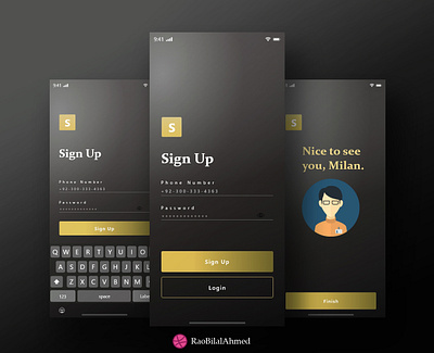 Black Gold - UIX Design app branding design flat illustration login screen logo minimal ui ui ux ui design uidesign user interface ux vector