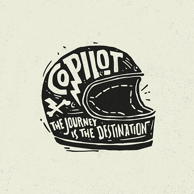 COPILOT hand drawn helmet illustration manual illustration rough sidecar vintage vintage badge vintage badges