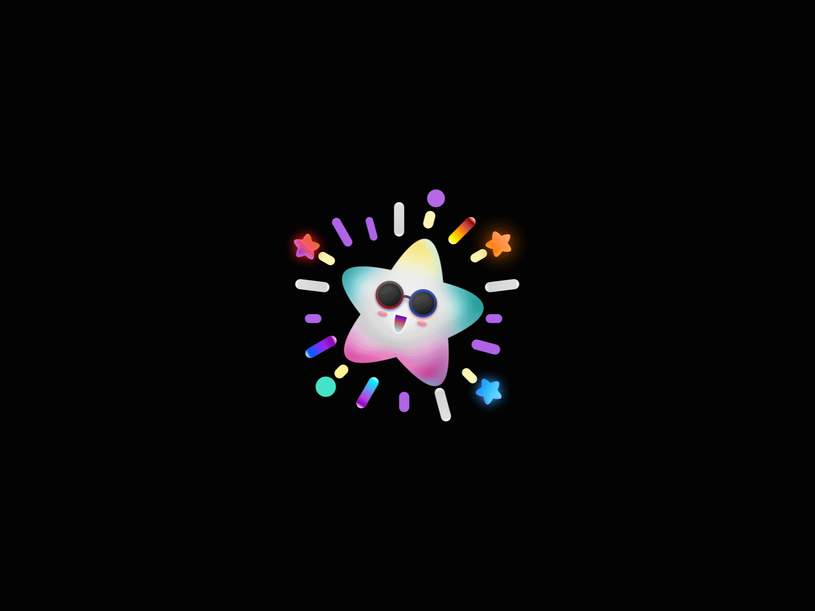 五彩烟花Multicolored fireworks flat icon illustration typography ui