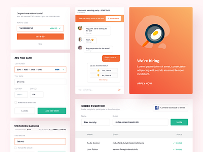 Cards 3.0 cards catering chat food ordering hiring invite jobs payment poll referral widthdraw