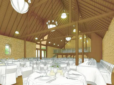 Venue 1883 3d illustration 3d modeling art artist barn house cad creative direction digital art ilustration interior interior design lumion photoshop render sketches sketchup stone visualization watercolor wood