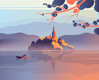 Best early morning in my dreams. best best design best illustration castle castles design dream dreams illustration lake mountain mountains river vector water