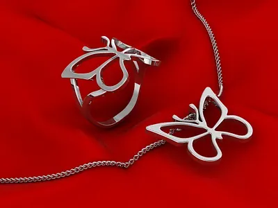Butterfly Ring and Pendant 3D Model jewel jewelery jewellery jewelry jewelry design jewelry designer jewels matrix rhino3d rhinoceros