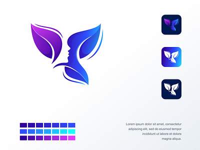 woman leaf branding colorful design identity illustration illustrator logo logodesign simple vector
