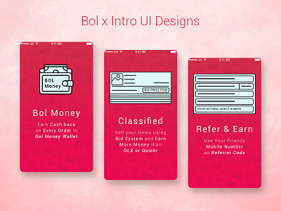 Bol x INTRO UI Designs app commerce design flat graphic design icon icon design illustration illustrator intro screen introduction pattern design photoshop ui ux