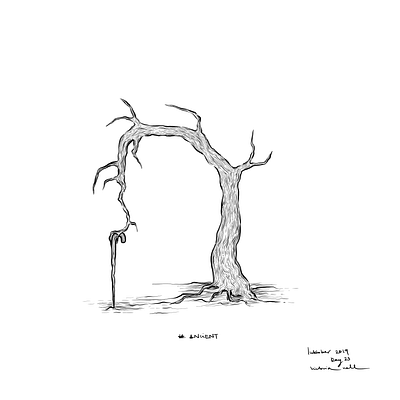 Ancient ancient artistic black and white digital drawing illustration illustration art inktober inktober2019 ipadpro linework old painting plant tree