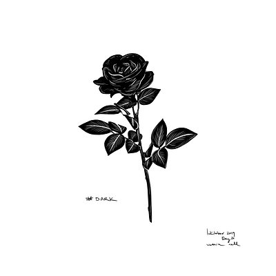 Dark black black and white dark digital drawing flower illustration illustration art inktober inktober2019 ipadpro negative painting plant rose