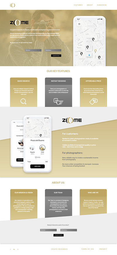 ZOOME Landing page 2 branding design landing page landing pages logo mobile app startup startup landing page uxdesign web design