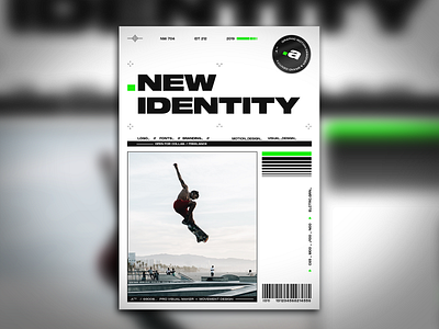 NEW IDENTITY POSTER black branding cmjn collaboration design font freelance green grunge logo motion design poster poster art poster design skate visual design