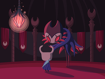 Maestro Grimm and knight fanart hollow knight maestro grimm red