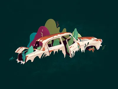 Beautifully abandoned_2 adobe illustrator adobe photoshop art beauty car design digital art digital illustration greenery illustration illustrator photoshop