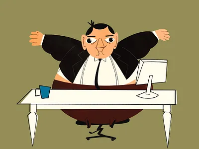 evolution 50s cartoon character drawing editorial illustration fun illustration office