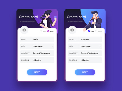 Choose gender app ui ux