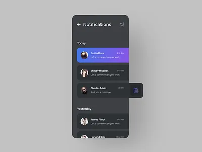 Daily UI 049: Notifications 049 daily ui daily ui 49 dailyui dark mode figma minimal mobile mobile app purple ui