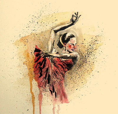 Flamenco Dancer dancer flamenco ink watercolor art