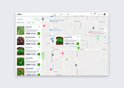 Greens app design greens map ui ux web