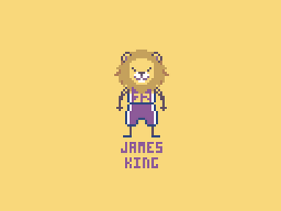 NBA Alter Egos: LeBron James alter art beige brown ego james king lebron james lion los angeles lakers nba pixel pixelart purple white yellow