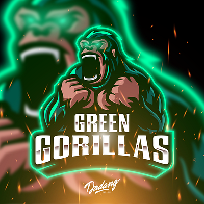 GREEN GORILLAS ESPORTS LOGO art branding character design esports esports logo fiverr gaming gorilla illustration logo mascot mascot logo streamer twitch vector youtube