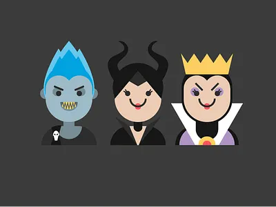 Disney Villains cute disney evil queen flat hades halloween maleficent vectober vector villains