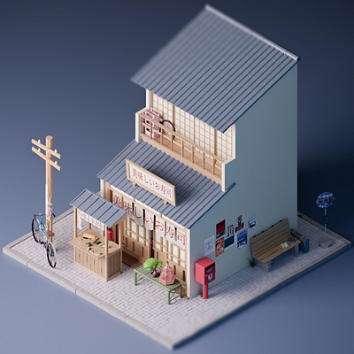 Japanese Restaurant - low poly 3d illustration japan japanese japanese food low poly low poly art lowpoly lowpolyart render