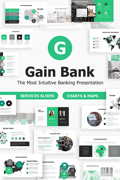 Gain Bank Intuitive Banking PowerPoint Template bank business financial infographic microsoft powerpoint powerpoint powerpoint design powerpoint template ppt pptx presentation