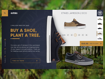 Etnies - Buy a Shoe, Plant a Tree adobe xd affinity photo landing page ui uiux uiux design ux web website website concept website design