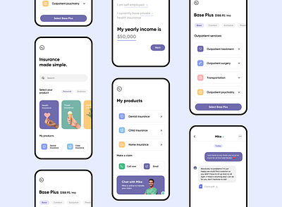 Insurance made simple! cards chat chat app fitness grid health health insurance home insurance insurance insurance app insurance company ios layout mobile ui ux uiux uix