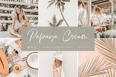 Papaya Cream Lightroom Presets by Wilde Presets branding cream desktop presets editorial editorial presets fashion fashion presets illustration lightroom preset lightroom presets luxury mobile presets palm tree palms peach photography pink tropical ui ux