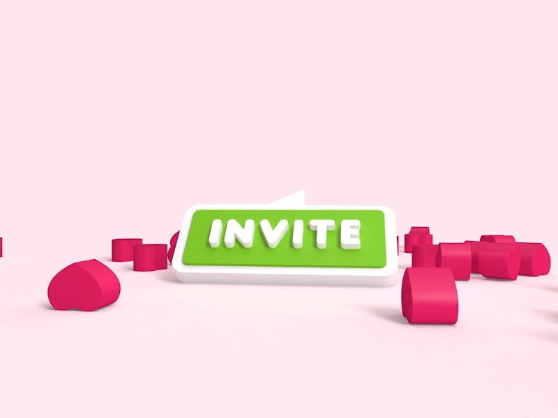 Dribbble Invitation 3d animation c4d chat cinema4d cute design dribbble dribbble invite hello dribbble invite giveaway love message plastic sharing text typography