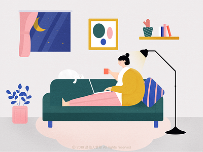 一个人系列-胖girl的日常 flat illustration illustration