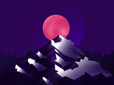 illustration - Night Mountain Alive affinity art colors concept dark design graphic design idea illustration mountain nature night purple sun texture vector