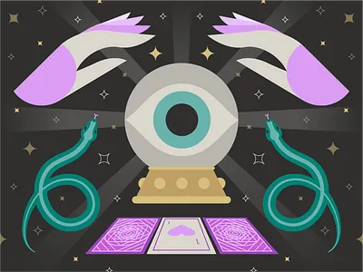 Vectober Illustration - Enchanted crystal ball enchanted halloween illustration inktober2019 psychic seeing eye snakes vectober2019