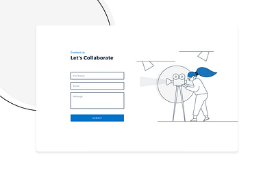 Camera Crew - Contact Us Page blue and white blue hair cameraman contact form contact page contact page illustration contact page illustration contact us cool lady design flat design flat illustration illustraion linework person illustration video