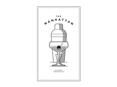 Manhattan blackandwhite cocktail flat illustraion illustration vector wip