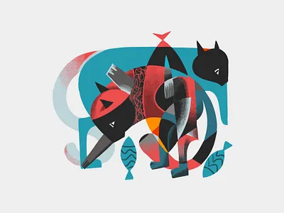 composition3 2d abstract art cats design drawing illustration