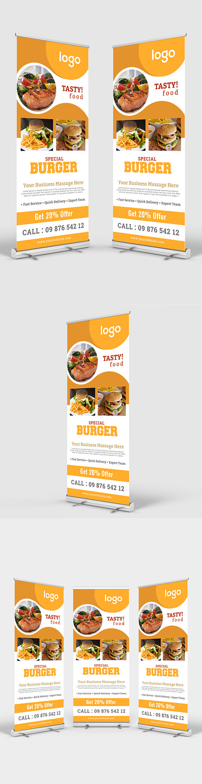 Restaurants and Foods Roll Up Banner banner ads banner design creative design food banner roll up banner rollup