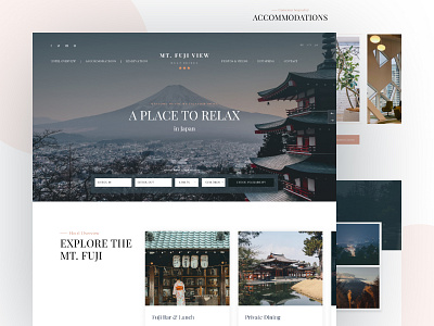 Mt. Fuji Luxury Hotel website adventure concept design designs flat flat design fuji homepage hot spring hotel japanese hotel luxury hotel mtfuji resort ui uiux web website