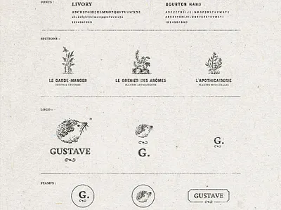 Gustave apothecary branding garden handmade hedgehog logo old plants vegetables vintage