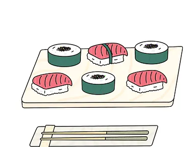 Sushi Therapy app art design flat food icon illustration japanese lineart minimal sushi vector web