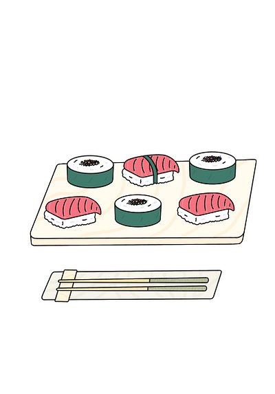 Sushi Therapy app art design flat food icon illustration japanese lineart minimal sushi vector web