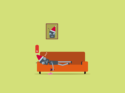 Sleeping Robot battery design dribbble flat design illustration minimal nepal robot room sleeping tired