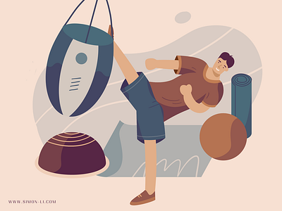 Kick gym illustration man vector