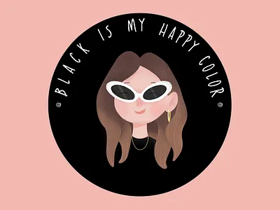 Black is her happy color! black design girl glasses happy illustration