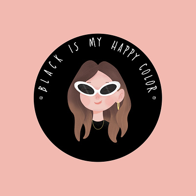 Black is her happy color! black design girl glasses happy illustration